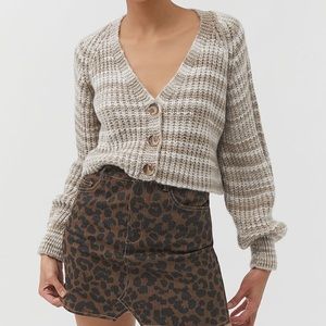 uo hayley button-front cropped cardigan